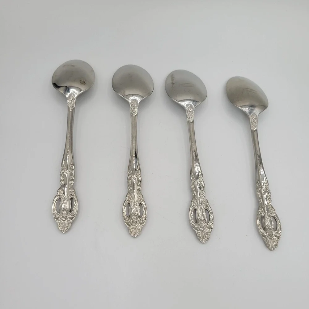Baroque By‎ Estia Four Soup Spoons Flatware Replacement Silverware Collectible